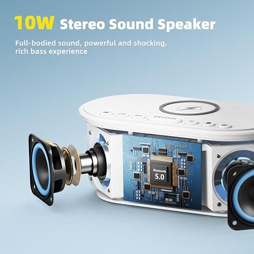 Sound Machine Alarm Clock Wireless Charger: Bluetooth 10W Stereo Sound Speaker Bedroom - White Noise Machine for Sleeping with 21 Soothing Sounds thumbnail 6