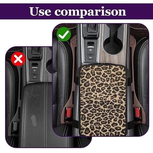 Leopard Cheetah Print African Animal Hunting Auto Center Console ArmrestPad | Car Center Console Cover, Auto Accessories Soft Comfort Armrest Cover Cushion Mat for Most Cars thumbnail 6