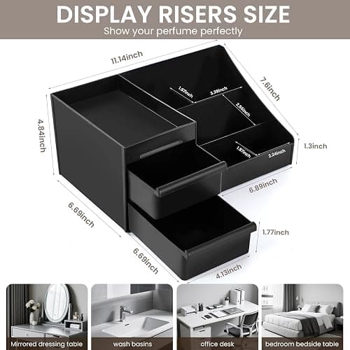 YIOJOYD Mens Cologne Organizer,Bathroom Organizers,Organizer For Men,Cologne Stand,Perfume Tray,Perfume Stand,Cologne Holder,Toothbrush Holders,Bathroom Shelf,Counter Storage,Brush Holder thumbnail 3