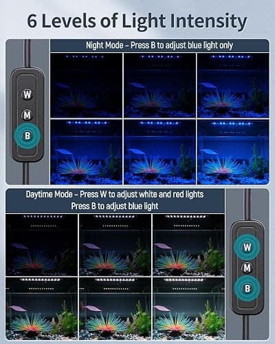 Pawfly 11W Aquarium LED Light for 12 to 18 Inch Fish Tanks Extendable Fish Tank Light with Full Spectrum Brilliant White Blue Red Lights with Daytime & Night Modes and Adjustable Brightness thumbnail 5