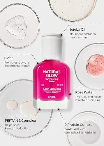 ohora 2-in-1 Sheer Nail Polish & Strengthener – Plum | Tinted Nail Concealer | Hardener for Weak, Damaged Nails | Nail Care Polish with Glossy Finish | Water-Syrup Formula, 15 mL thumbnail 6
