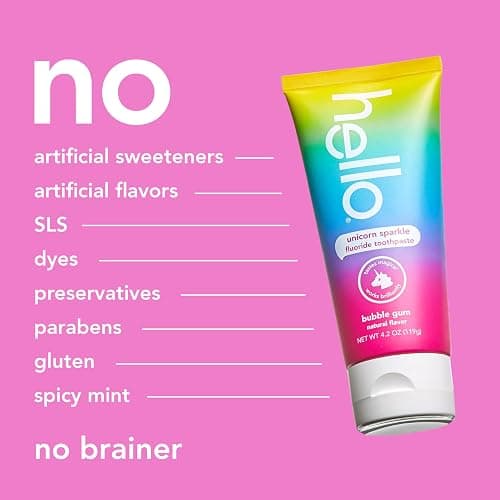 Hello Unicorn Sparkle Kids Toothpaste with Fluoride, Bubble Gum Toothpaste, 4.2 Oz Tube (Pack of 3) thumbnail 6