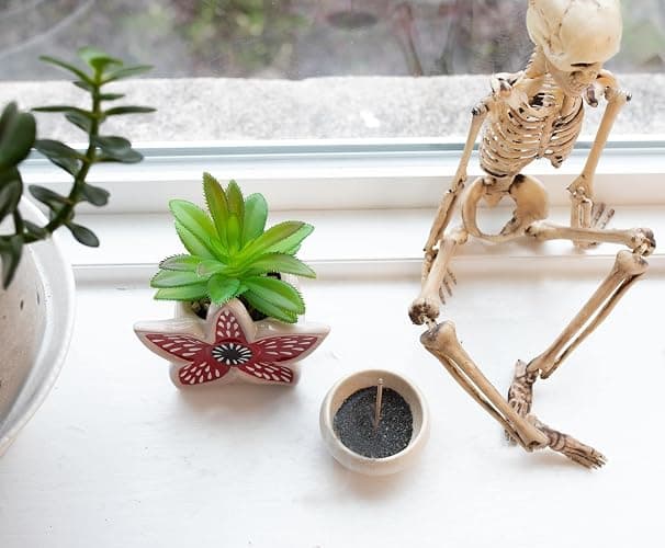 Stranger Things Demogorgon 3-Inch Ceramic Mini Planter with Artificial Succulent | Small Flower Pot, Faux Indoor Plants For Desk Shelf, Home Decor Trinket Tray | Horror Movie Gifts and Collectibles thumbnail 5