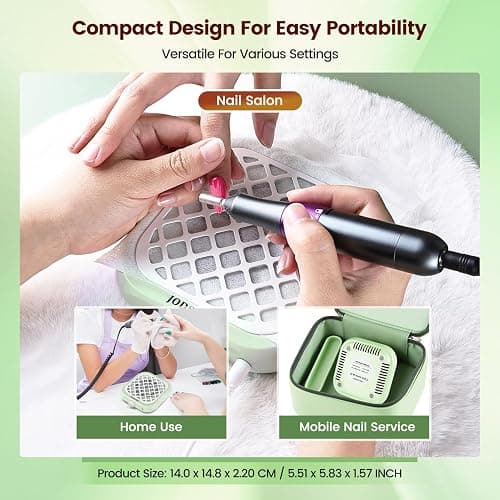 JODSONE 6000RPM Mini Nail Dust Collector Powerful Suction Portable PocketSized Nail Salon with 30 Filters Green thumbnail 7