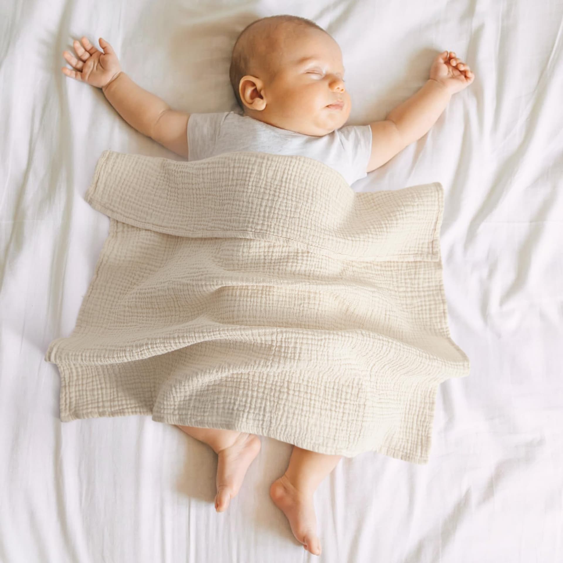 Susurration Muslin Cloths Baby Burp Cloths, Pack of 100% Cotton Burp Cloths Baby (5, Brown), 60x60 thumbnail 3