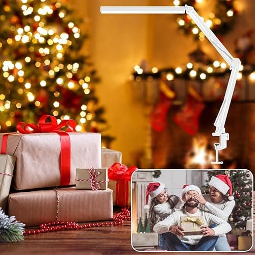 BZBRLZ LED Desk Lamp, Manicure Table Lamp, 16" Lamp Head, Dimmable Eye-Caring Drafting Light with 3 Color Modes, 10 Brightness Levels & Adapter, Memory Function(White) thumbnail 8
