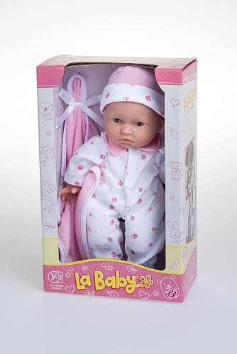 JC Toys La Baby Caucasian Baby Doll Set – 11 Inch Soft Baby Doll | Washable |Removable Pink Outfit w/ Hat & Blanket | For Children 12 Months + thumbnail 5