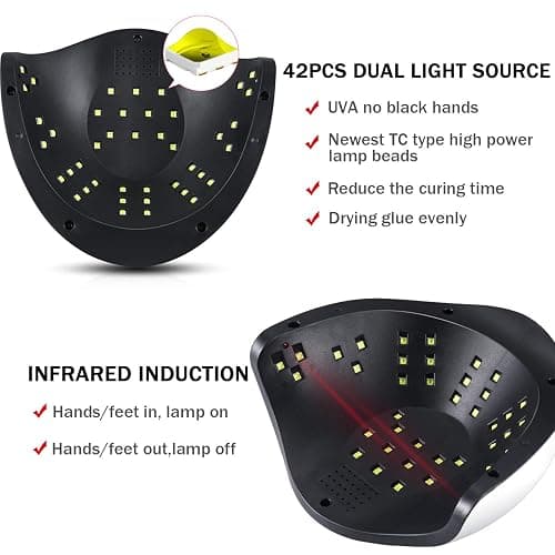 Sunrich UV Gel Nail Lamp 120W LED Nail Light Fast Dryer for Gel Polish Curing with 4 Timers Portable Handle Large Space Automatic Sensor (White) thumbnail 5