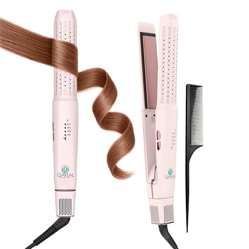 Hair Straightener and Curler 2 in 1 – Claylal Professional Flat Iron Styler with Negative Ions, 430°F Heat, 360° Airflow | Straighten & Curl Hair - Image 1