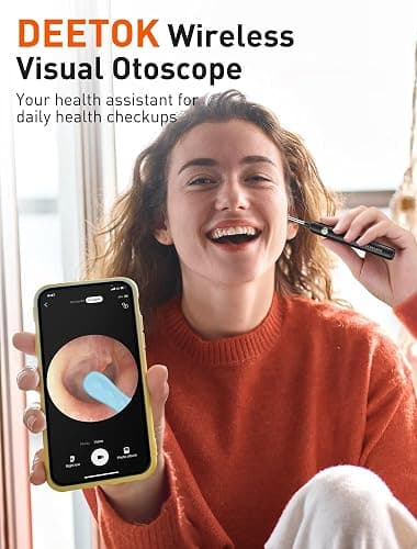 Ear Wax Removal Tool Camera - Ear Cleaner with 1080P HD Camera, Otoscope with Light, Earwax Removal Kit with 50 Replacement Tips for iPhone, iPad, Android Phones (Black) thumbnail 7