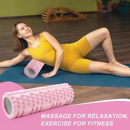 Pilatesrolle mit Yoga-Säule – Rosa Schaumstoff-Faszienrolle für optimale Muskelkräftigung, Fitness und Faszienmassage – Multifunktionale Sportrolle für Zuhause und im Fitnessstudio thumbnail 9