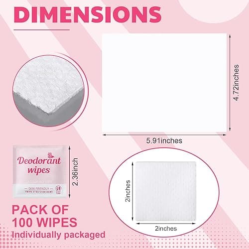 Timgle 100 Pcs Travel Deodorant Wipes Individually Wrapped Armpit Antiperspirant Deodorant Sweat Body Wipes for Women Men Teens Sports Travel Cleanse Skin and Underarm Excessive Sweating(Rose) - Rose thumbnail 2