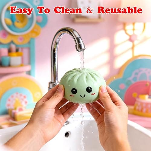 Dumpling Squishy, 4 Pcs Glitter Dumplings Squishies Mystery Box Squeeze Toys for Stress Relief Easter Basket Stuffers Party Favors Xmas Gifts for Kids Adults thumbnail 6