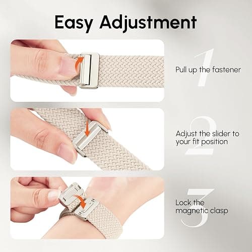 Magnetic Braided Stretchy Bands Compatible for Apple Watch Band and Case 40mm 41mm 42mm 44mm 45mm 46mm, Nylon Elastic Solo Loop with Screen Protector Cover for iWatch Series 10 9 8 7 6 5 4 3 11 SE 2 1 thumbnail 6