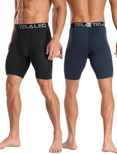 TELALEO 6 or 5 Pack Compression Shorts for Men Spandex Sport Shorts Athletic Workout Running Performance Baselayer Underwear thumbnail 3