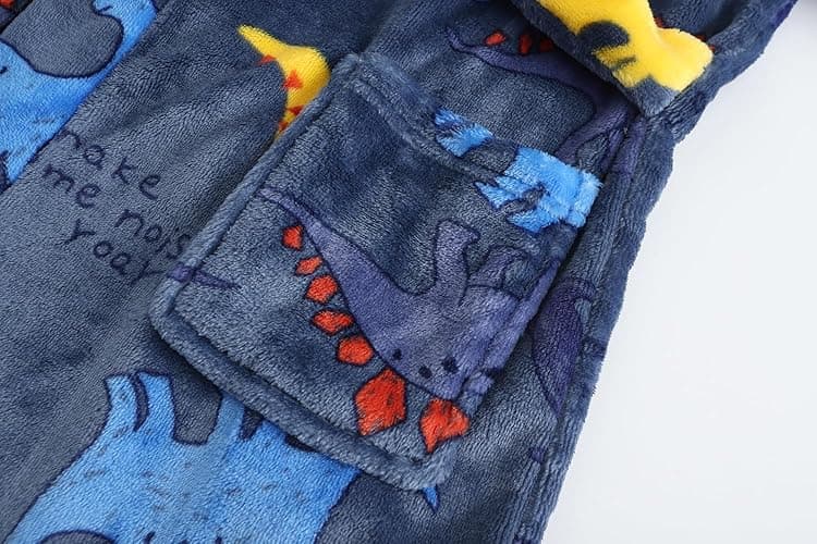 E.W Apparel Boys Fleece Robe Girls Hooded Bathrobe Toddlers Soft Fuzzy Robe for Kids - 3-4T - Dinosaur thumbnail 3