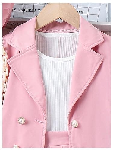Milumia Girl's 4 Piece Outfits Knit Top Mini Skirt and Blazer Jacket with Hats thumbnail 3