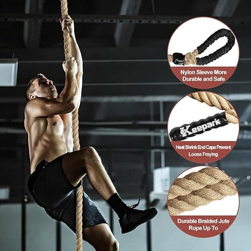 Keepark Climbing Rope 1.5 Inch Diameter 10FT 15FT 20FT 25FT 30FT 35FT Gym Climbing Rope for Fitness & Strength Training, Workout Exercises Climbing Rope for Adults Kids Outdoor or Home Indoor thumbnail 5