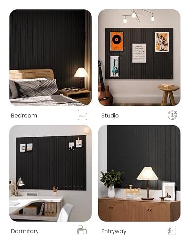 Fluxynara Large Felt Bulletin Board 48" X 36" Large Cork Board Alternative-12 Pack with 70 Safe Removable Adhesive Tabs, Cork Boards for Walls Cork Board for Home Office Classroom Pin Board (Black) thumbnail 6