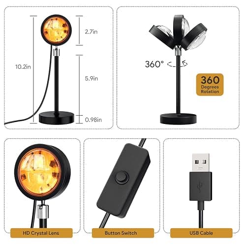 Bavcieu Sunset Lamp Projection Led Lights with Remote, Multicolor Night Light 360° Rotation Rainbow Lights 4 Modes Setting for Photography/Selfie/Party/Home/Living Room/Bedroom Decor, Gifts for Women thumbnail 6