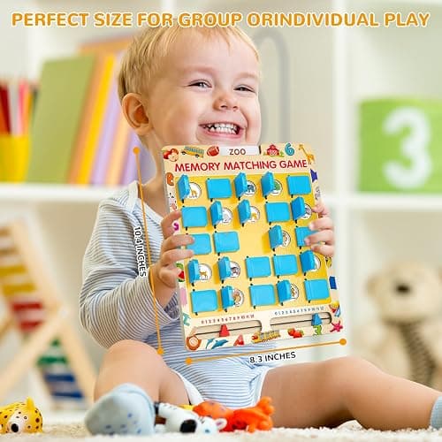 Matching Memory Game for Kids Age 3 4 5 6 7 8 Year Old, Travel Toy for Boys Girls, Wooden Board Game, Road Trip Essentials for Toddler, Airplane/ Car/ Camping Activity, Ideal Christmas, Birthday Gifts thumbnail 2