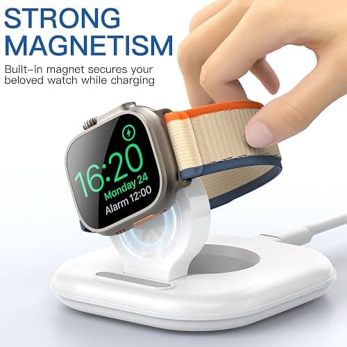 for Apple Watch Charger Stand, Magnetic Fast Charging Dock Portable Design | Compatible with iWatch Series 11/10/9/8/7/6/5/4/3/2, SE, Ultra 3/2/1, Supports Nightstand Mode, for Travel Office thumbnail 3