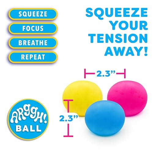 Power Your Fun Arggh Mini Stress Balls for Adults and Kids - 3pk Squishy Stress Balls, Color Changing Resistance Fidget Toys, Sensory Stress Relief Squeeze Toys Squishy Toy (Yellow, Pink, Blue) thumbnail 4