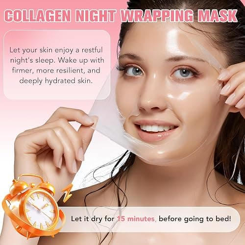 Shuangjia Collagen Night Wrapping Mask with Brush 2.53 fl.oz, Collagen Overnight Wrapping Peel Off Facial Mask Pack, Reduces Sagging & Dullness - Hydrolyzed Collagen For Glowing Skin, For Glass Skin thumbnail 5