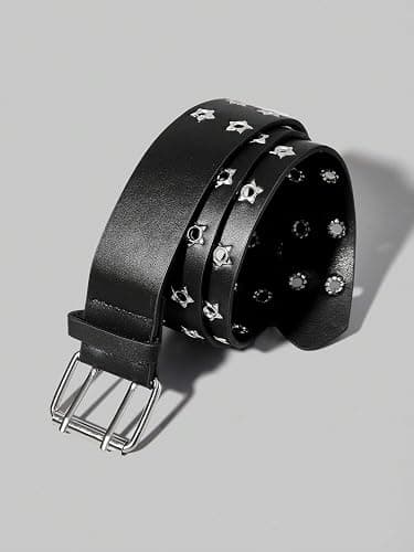 Verdusa Women's Double Grommet PU Leather Belt Punk Buckle Waist Belts thumbnail 5