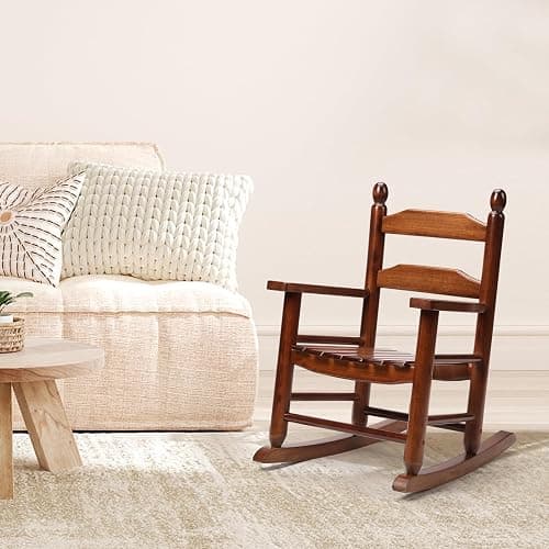GnL Recsports Child's Wood Porch Rocker - Perfect for Indoor or Outdoor All Weather Rocker for Garden, Lawn, Balcony, Backyard and Patio Use - Suitable for 3-7 Years Old (Natural) thumbnail 2