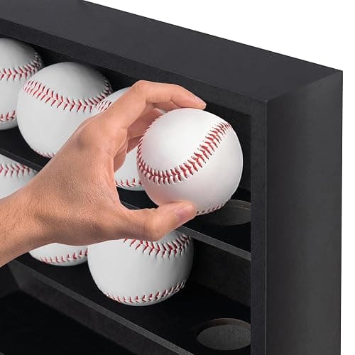 Americanflat 12.9x15.5 Baseball Display Case Holds Up to 12 Baseballs or Champion Rings - All-Star Collection - Wall Mounted Home Plate Baseball Display Case with Polished Plexiglass - Black thumbnail 9
