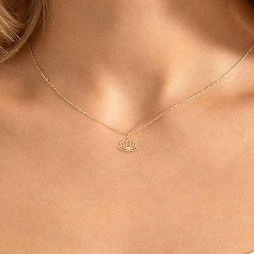 HANLI 14K Gold Plated Necklaces for Women - Dainty Butterfly, Star of David, Moon and Star, Sun, Lotus, Infinity, Hummingbird, Bee,Boots,Chill,Sunflower Pendant Designs - Elegant Jewelry for Women thumbnail 4