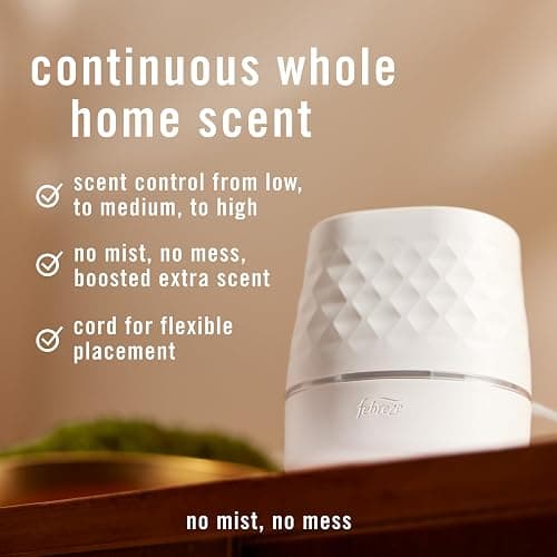 Febreze Plug Scent Booster Starter Kit, Oil Diffuser, Air Freshener Plug in, Continuous Scent Device + 2 Downy Calm Refills thumbnail 3