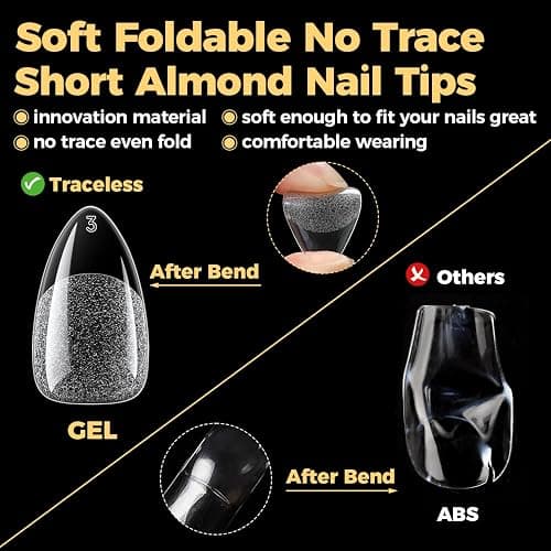 UNA GELLA Short Almond Gel Nail Tips, 600 Pcs Pre-Filed Short Nail Tips Almond Shape Half Matte Press On Nails 12 Sizes Full Cover Clear Fake Nails for Extension Home DIY Salon with Box thumbnail 6