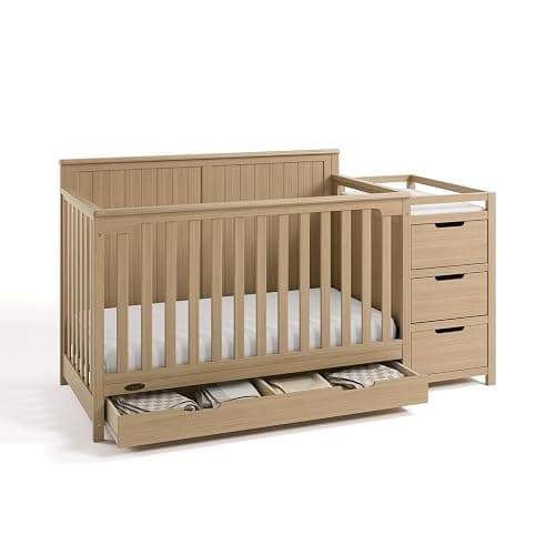 Graco Hadley 5-in-1 Convertible Crib & Changer, Driftwood | GREENGUARD Gold Certified, Fits Standard Crib Mattress, Converts to Toddler Bed and Full Bed, 4 Adjustable Mattress Heights thumbnail 9