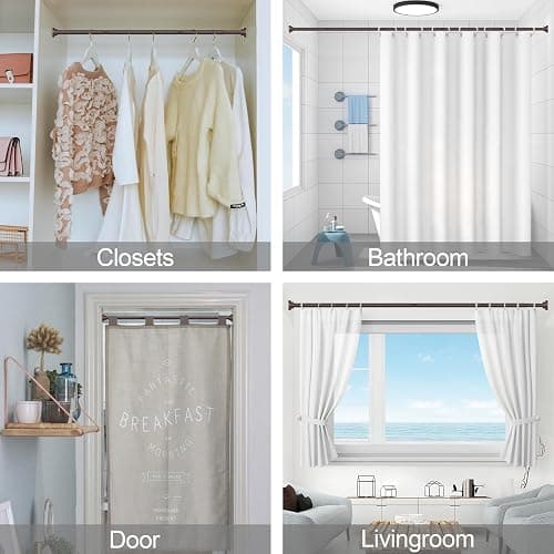 Thestoa Brown Shower Curtain Rod Adjustable 43-78 inch, 1"Diameter Spring Tension Curtain Rod No Drill, Anti-Rust Non-Slip Shower Rod for Bathroom Tension Rod thumbnail 6