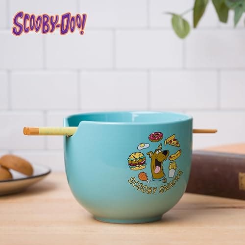 Silver Buffalo Scooby-Doo Scooby Snacks Ceramic Ramen Noodle Rice Bowl with Chopsticks, Microwave Safe, 20 Ounces thumbnail 2