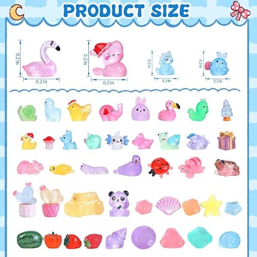 EKisemio 130pcs Luminous Mini Resin Animals Figures to Hide Miniature Figurines Glow in The Dark for Miniature Fairy Garden Accessories Micro Landscape Aquarium Ornaments Kit Dollhouse Decor Crafts thumbnail 2
