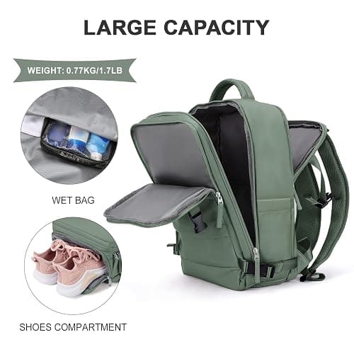 coowoz Travel Backpack For Women Men,Carry On Backpack,Hiking Backpack Waterproof Outdoor Sports Rucksack Casual Daypack Travel Essentials(Olive Green) thumbnail 5
