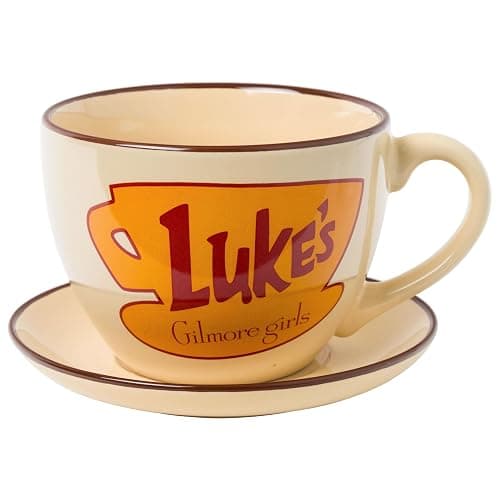 Silver Buffalo Gilmore Girls Logo, Oversized Teacup and Saucer, 22oz | Stars Hollow Setting, Connecticut Luke's Diner, Ceramic, Set, 0.65 Liters - Image 1