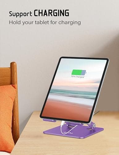 Aoviho Tablet Stand Holder for Desk, Adjustable Desktop Tablet Holder, Foldable Aluminum Tablet Mount for iPad pro 12.9, iPad Air Mini, Samsung Galaxy Tabs Z Fold Kindle Fire 4-12 inch Purple thumbnail 6