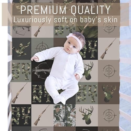 Hunting Patchwork Baby Crib Sheets for Boys Camouflage Deer Duck Hunt Soft Snug Fitted Crib Mattress Covers for 52''x28'' Standard Crib & Toddler Mattress Boy Men Hunting Lovers Gift Bed Sheets thumbnail 3