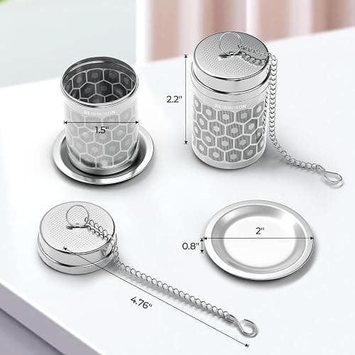 Reinmoson Tea Strainers for Loose Tea, Extra Fine Mesh Tea Infuser, 304 Stainless Steel & Updated Slim Threaded Lid, Loose Leaf Tea Steeper for Black Tea, Rooibos, etc thumbnail 2