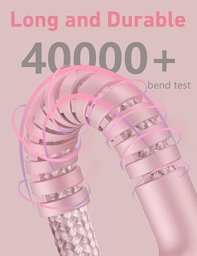 iPhone 16 USB C Cable Fast Charging [2 Pack, 6FT], USB A to USB C Charger Cord, Upgraded Extra Durable Braided USBC Cable Compatible with iPhone 17 16 15 Pro Max, LG and More-Pink thumbnail 5