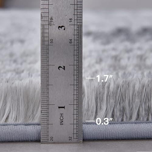 TABAYON Shag Area Rug, 5x7 Ft Tie-Dyed Light Grey Upgrade Anti-Skid Durable Rectangular Cozy High Pile Soft Throw Rug for Nursery/Living Room thumbnail 2