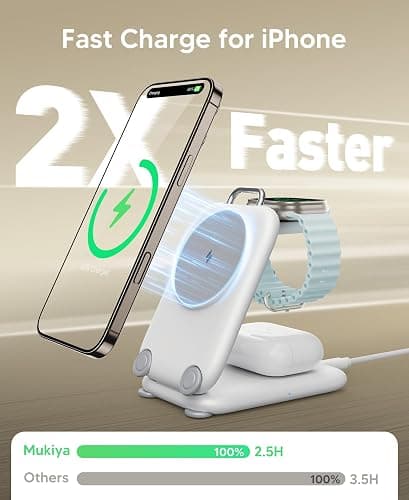 PaktVault 2025 Traveling Fast Wireless Charging Station for Apple Devices, Magnetic 3 in 1 MagSafe Charger Stand for iPhone 17 16 15 14 13 12 Pro Max Plus Air, Apple Watch&Air pods Pro thumbnail 3