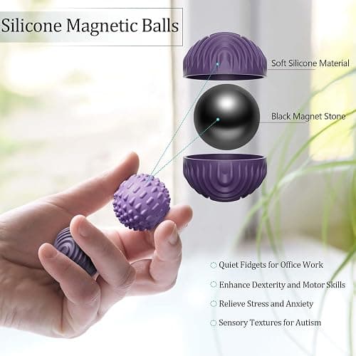 luckdoor Silicone Magnetic Balls Fidget Toys for Adults & Teens,4PCS Stress Relief Sensory Toys for Autism ADHD Anxiety,Fun Textures Gadgets,Office Desk Toy,Stocking Stuffer for Men Women Teen Gift thumbnail 2