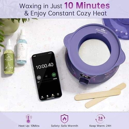 Lifestance Waxing Kit for Women & Men - L3 Amethyst Trace Digital Warmer | Silicone Wax Pot Liner, Hair Removal with 14.1oz Hard Wax Beads & Oil Spray, Professional for Home Brazilian Bikini Face Leg thumbnail 2