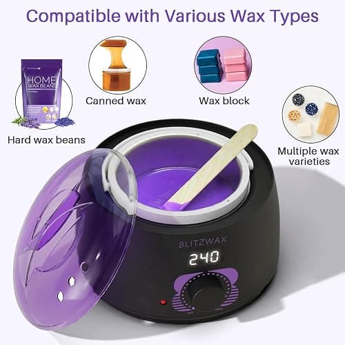 BLITZWAX Brazilian and Bikini Wax Pot for Women, Hard Waxing Warmer for Face, Legs and Body, At Home Hair Removal Machine, Beginner Friendly, Digital Fast Heating, 16oz Capacity thumbnail 3