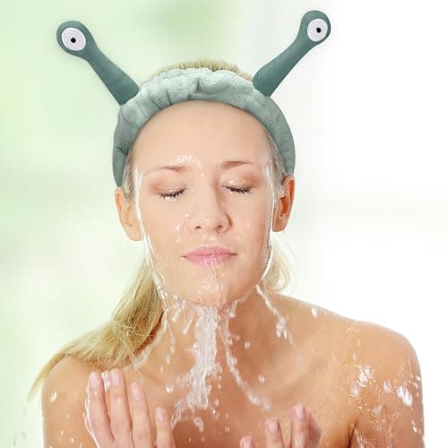 BT-RSTT Face Wash Headband, Spa Hair Bands Makeup Headbands Women Cartoon Cute Coral Fleece Headband Creative Hair Accessories for Washing Face Shower Beauty Skincare (Green Snail) thumbnail 2